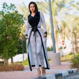 Printed Poncho Jacket Trousers Two Piece Set TE-3535