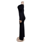 Sexy One Shoulder Solid Color Maxi Dress BY-6752