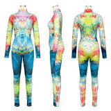 Print Long Sleeve Slim Jumpsuit ASL-6707