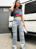 Solid Color Multi-Pocket Casual Pants ZSD-0617