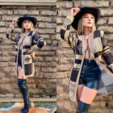 Casual Printed Cardigan Knit Sweater GYSF-4032