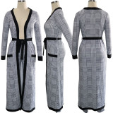 Printed Poncho Jacket Trousers Two Piece Set TE-3535