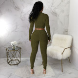 Zipper Long Sleeve Top And Pants 2 Piece Set YF-10659