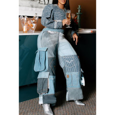 Fashion Color Blocking Loose Pants QYXZ-9154