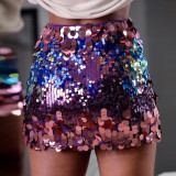 Gradient Beaded Tight Mini Skirt MUE-8004