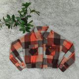 Lapel Tweed Plaid Jacket GYSF-6160