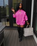 Casual Loose Spliced Knit Drawstring Cotton Coat ZSD-0631