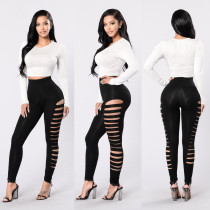 Solid Color Side Holes Sport Pant MAE-6266