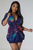 Fashion Print Half Sleeve Mini Dress XMY-9462