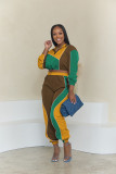Color Block Splicing Sport Running 2 Piece Pants Set AIL-256