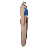 Color Block Splicing Sport Running 2 Piece Pants Set AIL-256