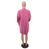 Solid Color Knit Mini Dress And Long Cardigan 2 Piece Set CQ-213