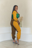Color Block Splicing Sport Running 2 Piece Pants Set AIL-256