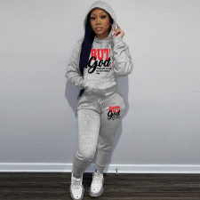 Plus Size Letter Print Hoodies And Pants Sport Two Piece Set GDNF-N8999B63