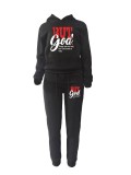 Plus Size Letter Print Hoodies And Pants Sport Two Piece Set GDNF-N8999B63