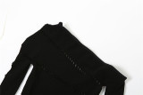 Sexy Hollow Out Knit Tight Long Sleeve Jumpsuit XEF-38029