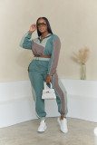 Color Block Splicing Sport Running 2 Piece Pants Set AIL-256