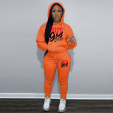Plus Size Letter Print Hoodies And Pants Sport Two Piece Set GDNF-N8999B63