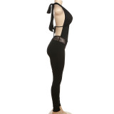 Sexy Sleeveless Hollow Out Low Neck Jumpsuit XEF-37858