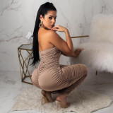 Sexy Wrap Chset Pleated Nightclub Dress FSXF-F88