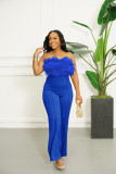 Feather Wrap Chest And Straight Pants 2 Piece Set AIL-257