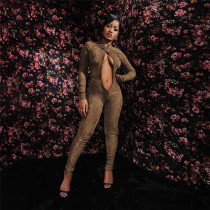 Sexy Hollow Out High Waisted Skinny Jumpsuit XEF-35870