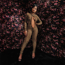 Sexy Hollow Out High Waisted Skinny Jumpsuit XEF-35870