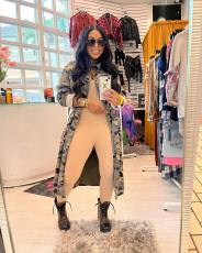 Casual Drawstring Camouflage Zipper Long Jacket MOF-8938