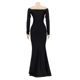 Solid Color V Neck Split Maxi Dress AIL-AL143