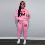 Plus Size Letter Print Hoodies And Pants Sport Two Piece Set GDNF-N8999B63