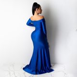 Solid Color V Neck Split Maxi Dress AIL-AL143