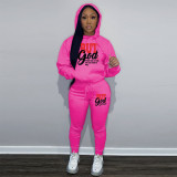 Plus Size Letter Print Hoodies And Pants Sport Two Piece Set GDNF-N8999B63