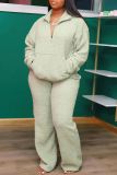 Shaker Fleece Zipper Tops And Pants Two Piece Set GFTF-881144071