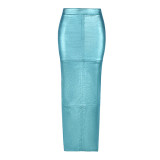 Solid High Waist Split Long Skirt GBTF-7662SG
