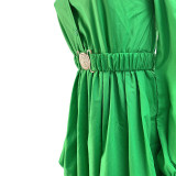 Long Sleeve Solid Color Mini Dress SSNF-211235