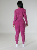Vintage Knit Lozenge Sweater Two Piece Pant Set CH-23111