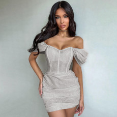 One Shoulder Solid Slim Mini Dress GKLK-D1B7164
