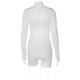 Long Sleeve Hollow Out Zipper Romper GKLK-P289815A