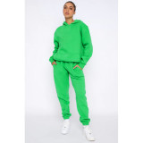 Solid Color Hooded Long Sleeve Pants Two Piece Set SSNF-211253