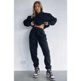 Solid Color Hooded Long Sleeve Pants Two Piece Set SSNF-211253