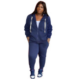 Plus Size Casual Solid Color Two Piece Pants Set XHSY-AT19135
