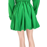 Long Sleeve Solid Color Mini Dress SSNF-211235