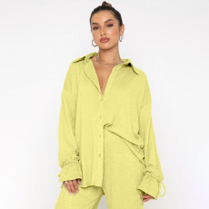 Lapel Single-breasted Tie Up Two Piece Pants Set SSNF-220813