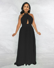 Sexy Backless Sleeveless Pleated Maxi Dress GYLY-9715