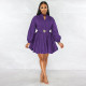 Long Sleeve Solid Color Mini Dress SSNF-211235
