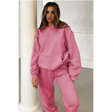 Solid Color Hooded Long Sleeve Pants Two Piece Set SSNF-211253