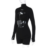 Long Sleeve Hollow Out Zipper Romper GKLK-P289815A