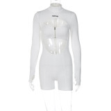Long Sleeve Hollow Out Zipper Romper GKLK-P289815A