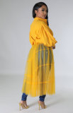 Mesh Patchwork Long Sleeve Long Shirt XHXF-950