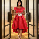 Bow-waisted A-line Midi Dress  GKEN-AM030329